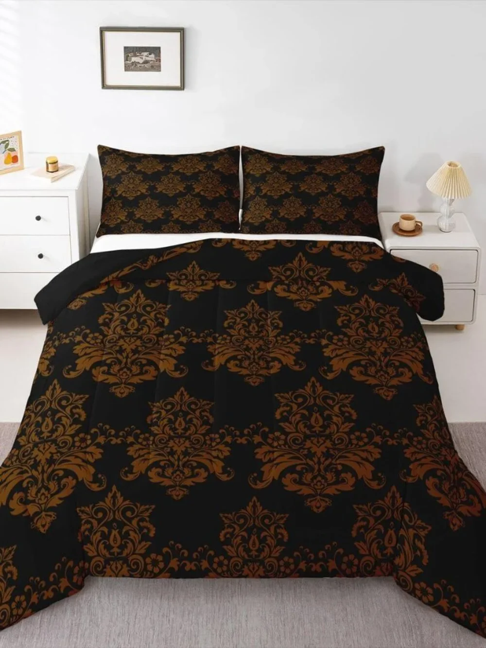 Antique Victorian Comforter Vintage Floral Exotic 3 Piece Soft Microfiber Beddin